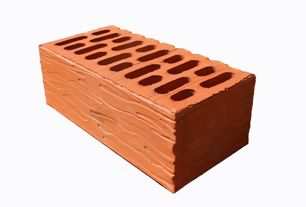 Кирпич красный утолщенный «Кора дуба», 250*120*88, Белебей